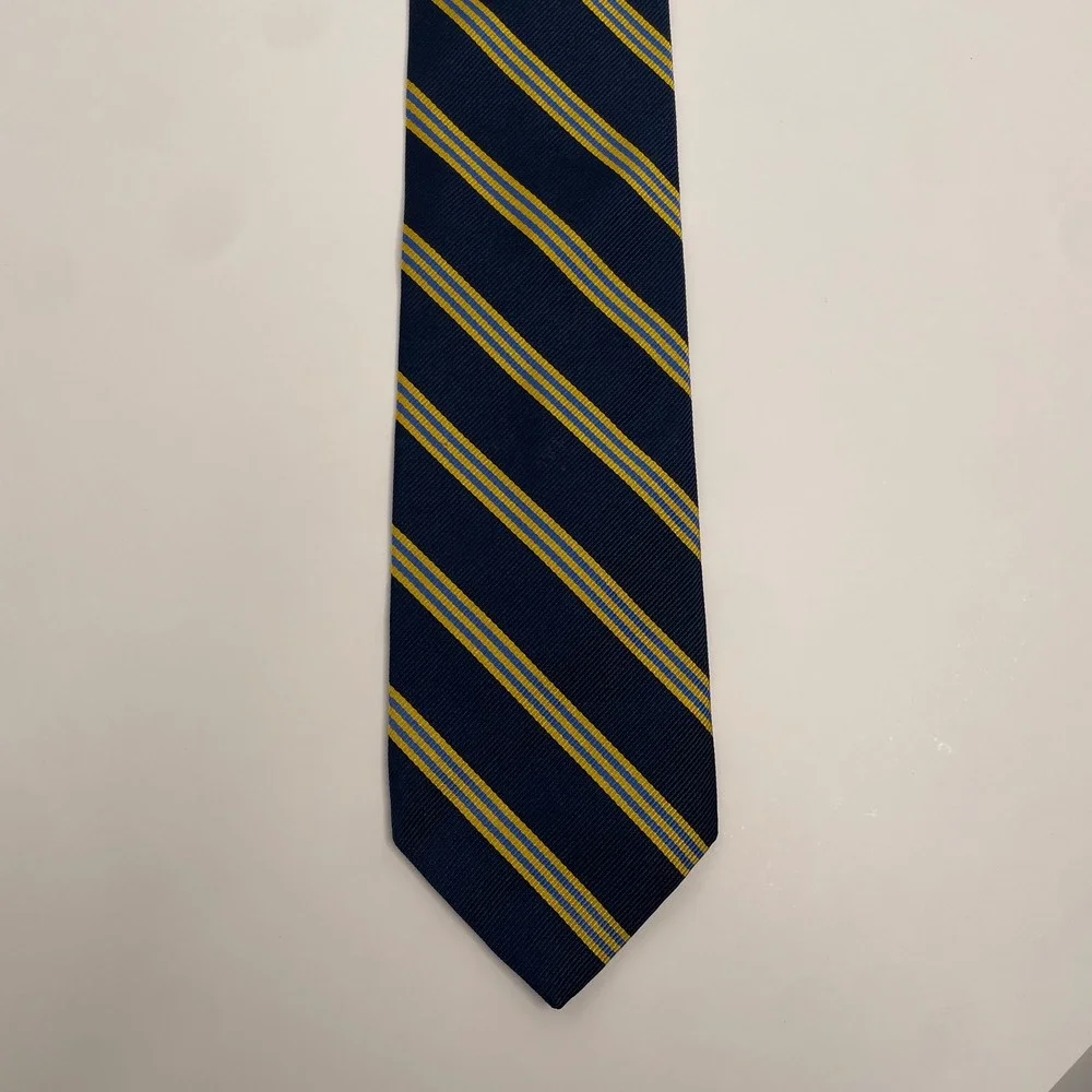 Brooks Brothers‎ 246 Silk Tie Blue Yellow Stripe Classic 3.25